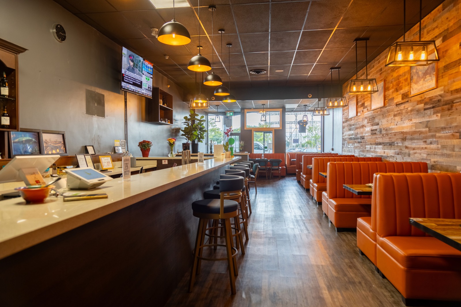 Warm and inviting interior of the restaurant