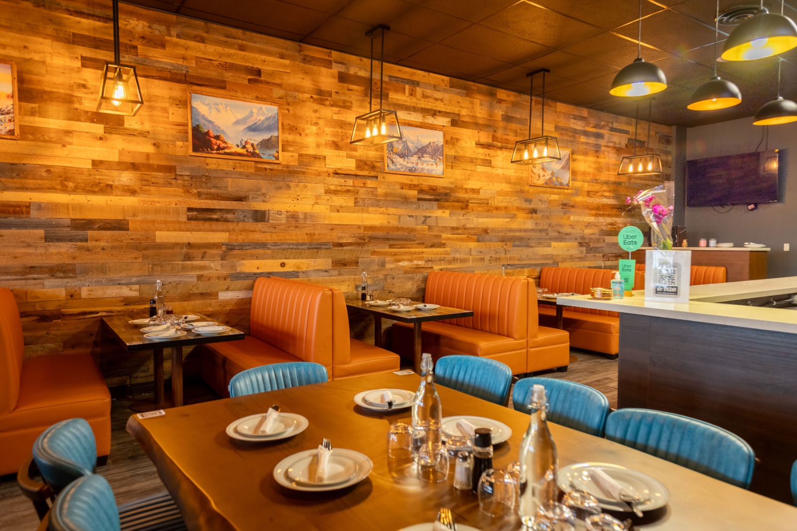 A beautifully set table at the restaurant, ready for guests